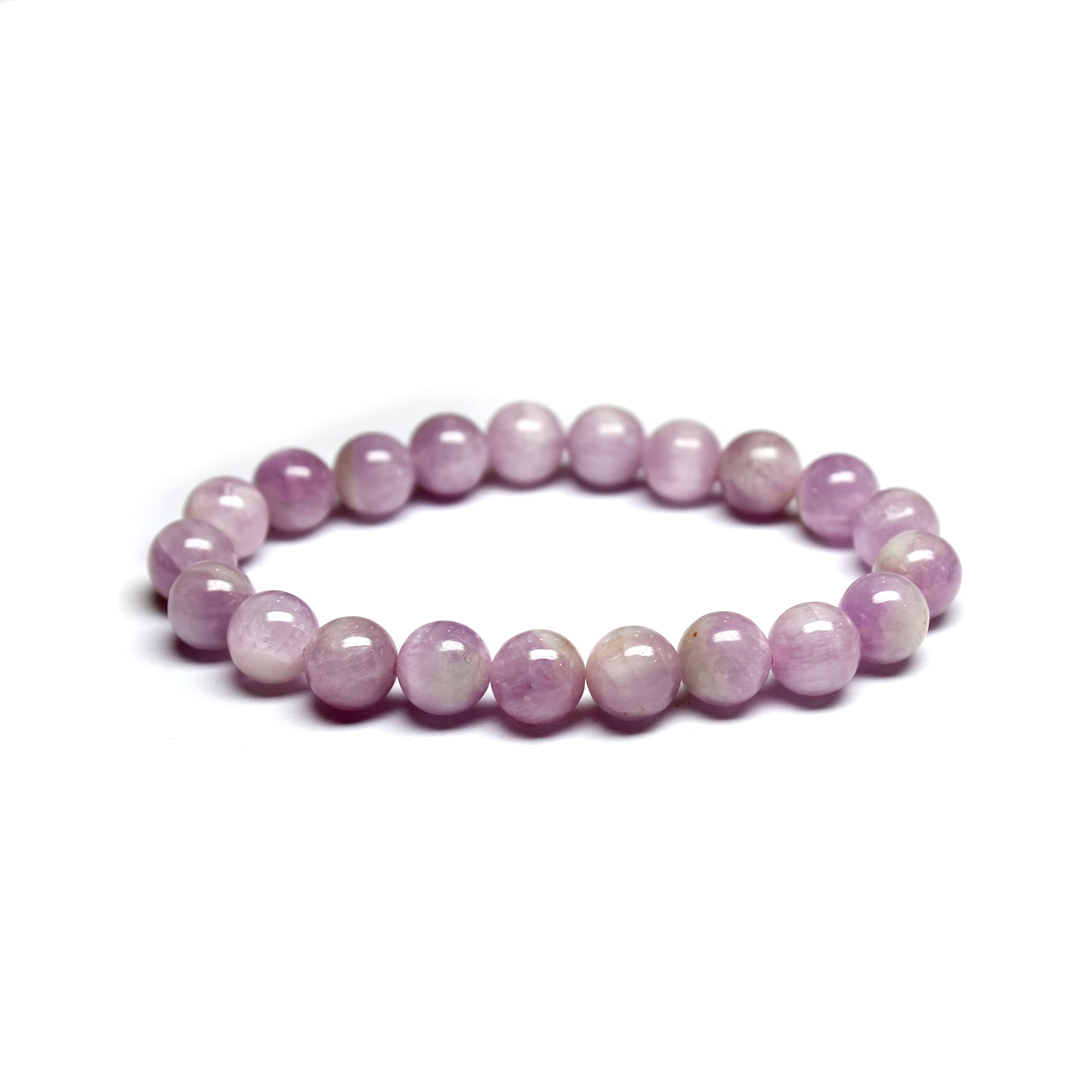 Divinity Crystals Pink Kunzite Bracelet - Natural Semi Precious Gemstone 8mm Beads for Reiki Healing and Chakra Balance Default Title